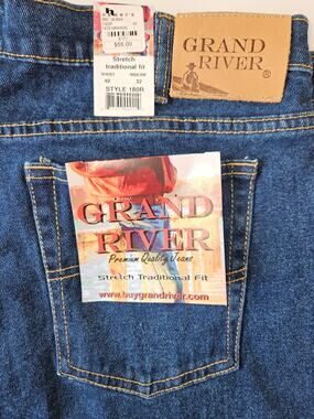 Grand River Denim Blue Jeans NWT Mens 40x32 Stretch Traditional Fit New